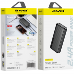 Baterie externa portabila Awei P6K Pro, 20000 mAh, 2.4A, 1x USB-C, 2x USB-A, Negru 3 - lerato.ro