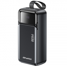 Baterie externa portabila Awei PA-105, 40000 mAh, 22.5W, 3A, 2x USB-C, 2x USB-A, Display LED, Negru