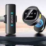Set 3 microfoane tip lavaliera AWEI MK3 Duo, Omnidirectional, Receptor cu USB-C, Autonomie 5h, Wireless, Negru 4 - lerato.ro
