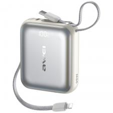Baterie externa portabila Awei AS-181, 10000mAh, 35W, 1xUSB-C, 1xCablu USB-C, 1xCablu Lightning, Silver