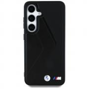 Carcasa BMW Leather Oversized Stripes cu MagSafe compatibila cu Samsung Galaxy S25, Negru