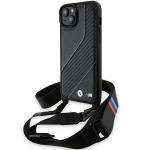 Carcasa BMW M Edition Carbon Stripe cu Strap compatibila cu iPhone 15/14/13, Negru 3 - lerato.ro