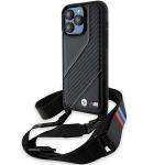 Carcasa BMW M Edition Carbon Stripe cu Strap compatibila cu iPhone 15 Pro Max, Negru 3 - lerato.ro