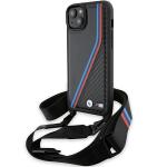 Carcasa BMW M Edition Carbon Tricolor Lines compatibila cu iPhone 15/14/13, Negru 3 - lerato.ro
