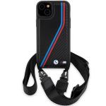Carcasa BMW M Edition Carbon Tricolor Lines compatibila cu iPhone 15/14/13, Negru 2 - lerato.ro