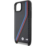 Carcasa BMW M Edition Carbon Tricolor Lines compatibila cu iPhone 15/14/13, Negru 6 - lerato.ro