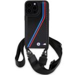 Carcasa BMW M Edition Carbon Tricolor Lines cu Strap compatibila cu iPhone 15 Pro Max, Negru 2 - lerato.ro