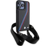 Carcasa BMW M Edition Carbon Tricolor Lines cu Strap compatibila cu iPhone 15 Pro Max, Negru 4 - lerato.ro