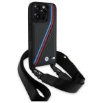 Carcasa BMW M Edition Carbon Tricolor Lines cu Strap compatibila cu iPhone 16 Pro, Negru 4 - lerato.ro