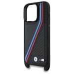 Carcasa BMW M Edition Carbon Tricolor Lines cu Strap compatibila cu iPhone 16 Pro, Negru 6 - lerato.ro