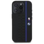 Carcasa BMW Silicone Hexagon Blue Line cu MagSafe compatibila cu iPhone 16 Pro, Negru 2 - lerato.ro