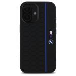 Carcasa BMW Silicone Hexagon Blue Line cu MagSafe compatibila cu iPhone 16, Negru 2 - lerato.ro