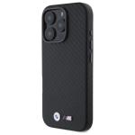 Carcasa BMW Carbon Wrapped Metal compatibila cu iPhone 16 Pro Max, Negru 3 - lerato.ro