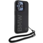 Carcasa BMW Signature Leather Wordmark cu Cord compatibila cu iPhone 15 Pro Max, Negru 4 - lerato.ro