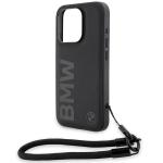 Carcasa BMW Signature Leather Wordmark cu Cord compatibila cu iPhone 15 Pro Max, Negru 6 - lerato.ro