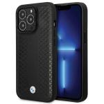 Carcasa BMW Leather Diamond Pattern compatibila cu iPhone 14 Pro, Negru 4 - lerato.ro
