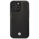 Carcasa BMW Leather Diamond Pattern compatibila cu iPhone 14 Pro, Negru 2 - lerato.ro
