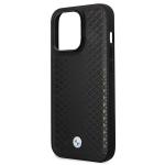 Carcasa BMW Leather Diamond Pattern compatibila cu iPhone 14 Pro, Negru 7 - lerato.ro