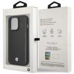 Carcasa BMW Leather Diamond Pattern compatibila cu iPhone 14 Pro, Negru 9 - lerato.ro