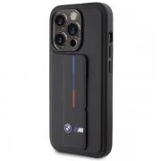 Carcasa BMW Grip Stand Hot Stamp compatibila cu iPhone 15 Pro, Negru