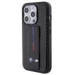 Carcasa BMW Grip Stand Smooth and Carbon cu Stand compatibila cu iPhone 15 Pro, Negru 2 - lerato.ro