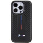 Carcasa BMW Grip Stand Smooth and Carbon cu Stand compatibila cu iPhone 15 Pro, Negru 5 - lerato.ro