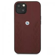 Carcasa din piele BMW Leather Curve Perforate compatibila cu iPhone 13 Mini, Rosu