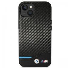 Carcasa din piele BMW Leather Carbon compatibila cu iPhone 14 Plus, Negru