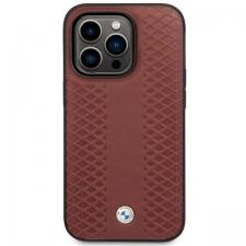 Carcasa din piele BMW Leather Diamond Pattern cu MagSafe compatibila cu iPhone 14 Pro, Burgundy