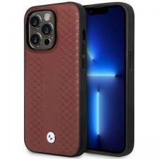 Carcasa din piele BMW Leather Diamond Pattern cu MagSafe compatibila cu iPhone 14 Pro Max, Burgundy