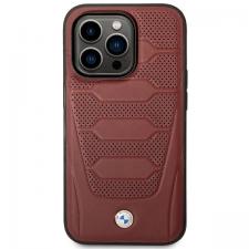 Carcasa din piele BMW Leather Seats Pattern cu MagSafe compatibila cu iPhone 14 Pro Max, Burgundy