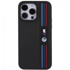 Husa din piele BMW Tricolor M compatibila cu iPhone 15 Pro, Negru