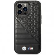 Carcasa din piele BMW Bi Pattern compatibila cu iPhone 14 Pro Max, Negru