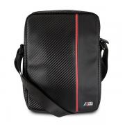 Geanta universala din piele BMW Carbon Red Stripe compatibila cu dispozitive de pana la 8 inch, Negru