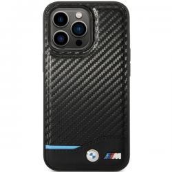 Carcasa din piele BMW Leather Carbon compatibila cu iPhone 13 Pro Max, Negru