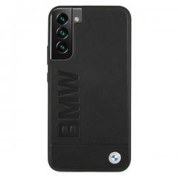 Husa din piele BMW Leather Stamp Tricolor compatibila cu Samsung Galaxy S22 Plus, Negru