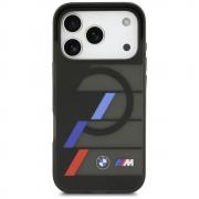 Carcasa BMW M IML Metal Buttons Tricolor Lines cu MagSafe compatibila cu iPhone 17 Pro, Negru