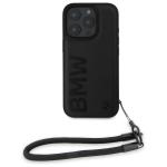 Carcasa BMW Signature Leather Wordmark Cord compatibila cu iPhone 16 Pro, Negru 2 - lerato.ro