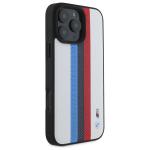 Carcasa BMW M Performance Tricolor Printed Stripes MagSafe compatibila cu iPhone 16 Pro Max, Alb 5 - lerato.ro