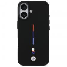 Carcasa BMW M Silicon Tricolor Line cu MagSafe compatibila cu iPhone 17, Negru