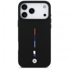 Carcasa BMW M Silicon Tricolor Line cu MagSafe compatibila cu iPhone 17 Pro Max, Negru