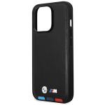 Carcasa BMW Leather Stamp Tricolor compatibila cu iPhone 14 Pro, Negru 7 - lerato.ro