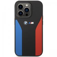 Carcasa BMW Silicone Blue and Red Stripes M Collection compatibila cu iPhone 14 Pro, Negru