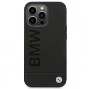 Carcasa BMW Leather Stamp compatibila cu iPhone 14 Pro, Negru