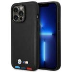 Carcasa BMW Leather Stamp Tricolor compatibila cu iPhone 14 Pro Max, Negru 4 - lerato.ro