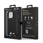 Carcasa BMW Leather Stamp Tricolor compatibila cu iPhone 14 Pro Max, Negru 9 - lerato.ro