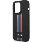 Carcasa BMW Silicone Vertical Tricolor Lines compatibila cu iPhone 14 Pro Max, Negru 7 - lerato.ro