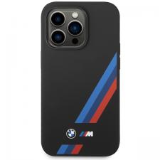 Carcasa BMW Silicone Slanted Stripes cu MagSafe compatibila cu iPhone 14 Pro, Negru