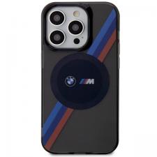 Carcasa BMW Tricolor Stripes cu MagSafe compatibila cu iPhone 14 Pro, Negru