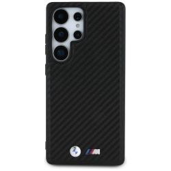 Carcasa BMW Leather Carbon cu MagSafe compatibila cu Samsung Galaxy S25 Ultra, Negru